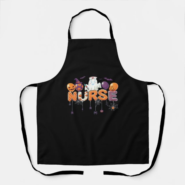 funny cartoon ghost nurse - Hot Nurse Halloween Ou Apron (Front)