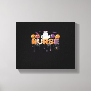 funny cartoon ghost nurse - Hot Nurse Halloween Ou Canvas Print