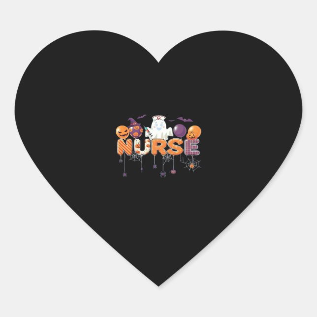 funny cartoon ghost nurse - Hot Nurse Halloween Ou Heart Sticker (Front)