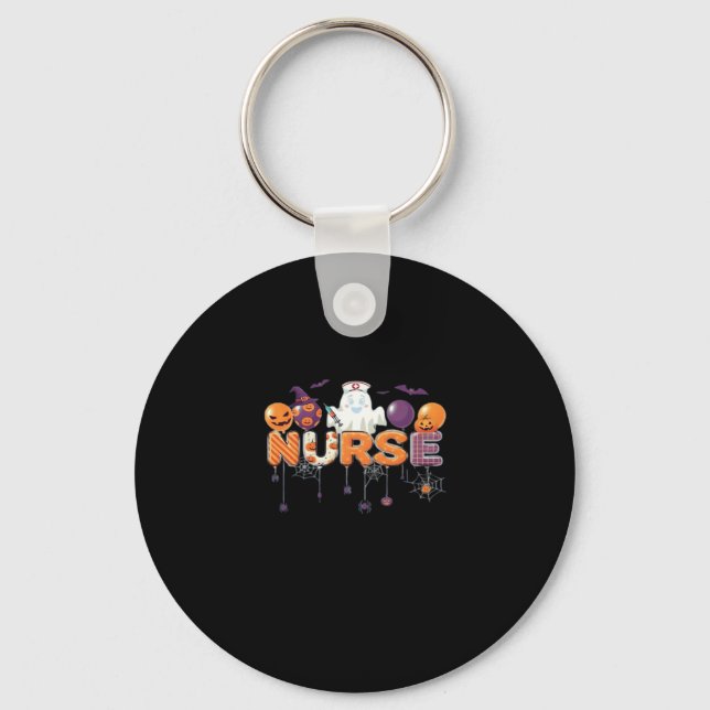 funny cartoon ghost nurse - Hot Nurse Halloween Ou Key Ring (Front)