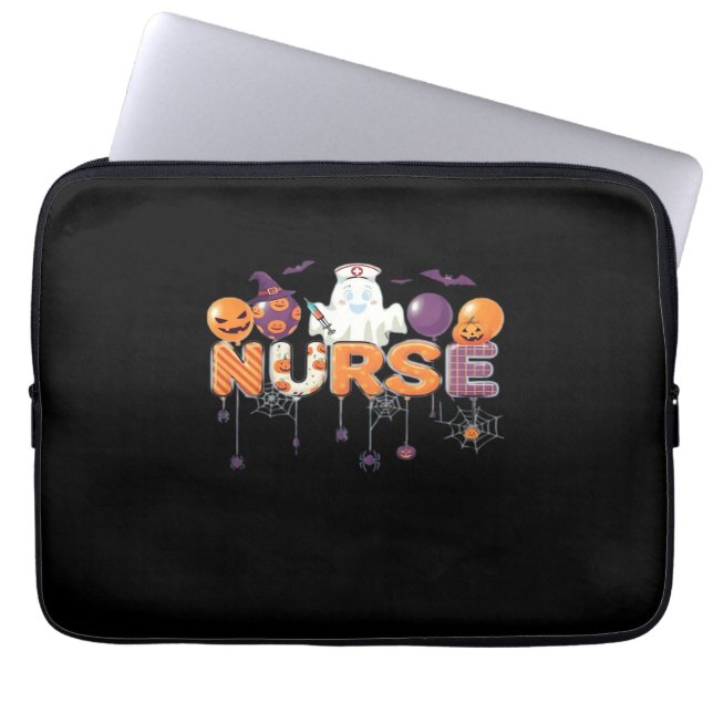 funny cartoon ghost nurse - Hot Nurse Halloween Ou Laptop Sleeve (Front)