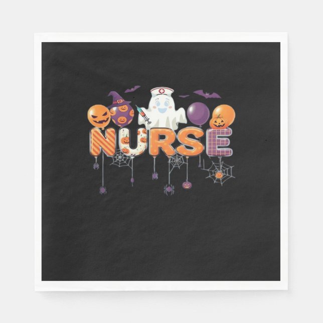 funny cartoon ghost nurse - Hot Nurse Halloween Ou Napkin (Front)