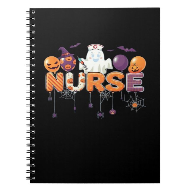 funny cartoon ghost nurse - Hot Nurse Halloween Ou Notebook (Front)