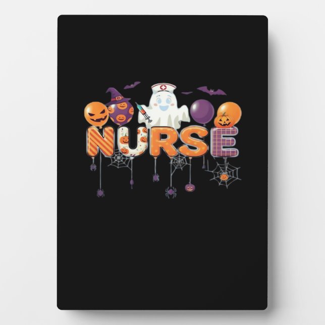 funny cartoon ghost nurse - Hot Nurse Halloween Ou Plaque (Front)
