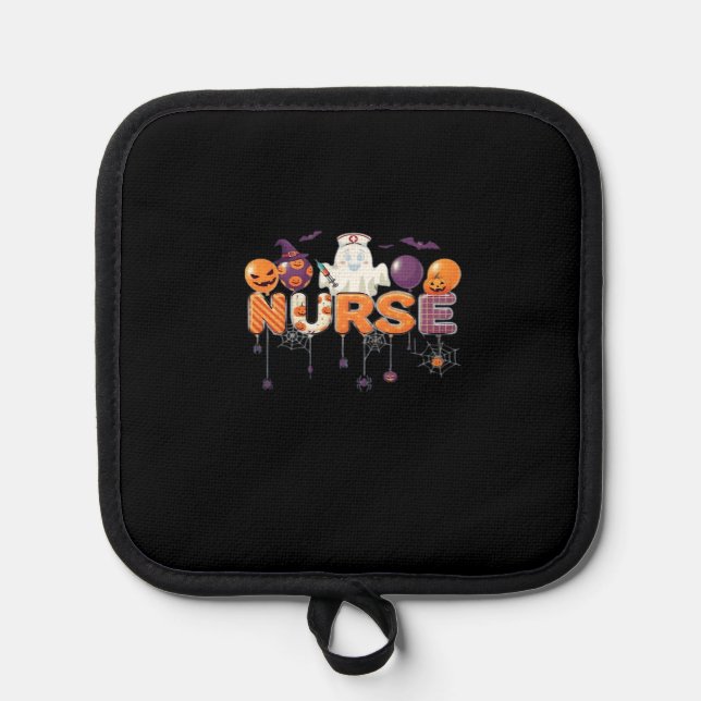 funny cartoon ghost nurse - Hot Nurse Halloween Ou Pot Holder (Front)