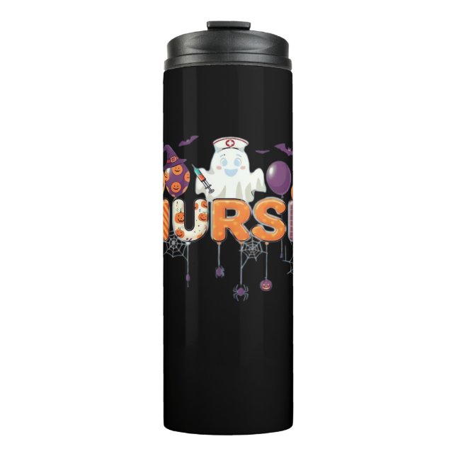 funny cartoon ghost nurse - Hot Nurse Halloween Ou Thermal Tumbler (Front)