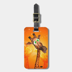 Funny cartoon giraffe luggage tag