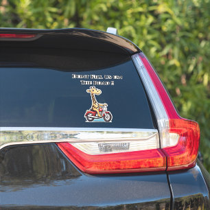 Funny Cartoon Giraffe Riding A Motorbike,