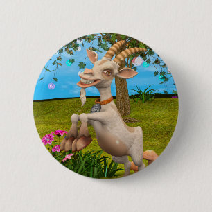 Funny Cartoon Goat Garden Animal Art 6 Cm Round Badge
