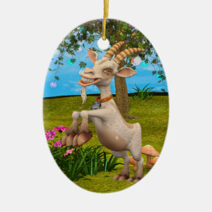 Funny Cartoon Goat Garden Animal Art Ceramic Tree Decoration