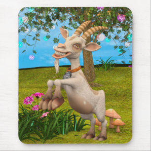 Funny Cartoon Goat Garden Animal Art Mouse Mat