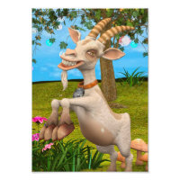 Funny Cartoon Goat Garden Animal Art