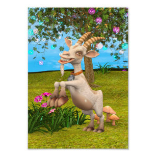 Funny Cartoon Goat Garden Animal Art Photo Print