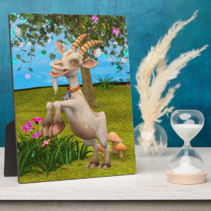 Funny Cartoon Goat Garden Animal Art Plaque
