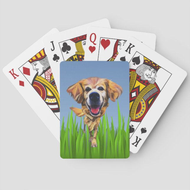Funny Cartoon Golden Retriever Deck of Cards (Back)