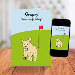Funny Cartoon Golden Retriever Golf Joke Birthday Card<br><div class="desc">👉 Put a smile on a face with this funny golden retriever dog playing golf birthday card! #zazzlemade - Simply click to personalise this design 🔥 My promises - This design has unique hand drawn elements (drawn my me!) - It is designed with you in mind 🙏 Thank you for...</div>