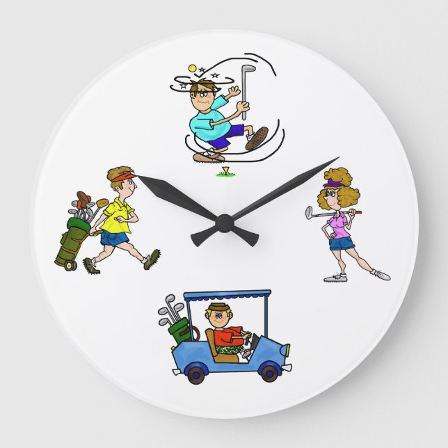 Funny Cartoon Golfers Clock (Front)