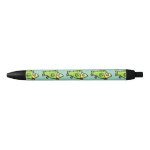 Funny Cartoon Green Fish Black Ink Pen