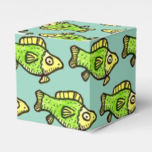 Funny Cartoon Green Fish Drawing Favour Box