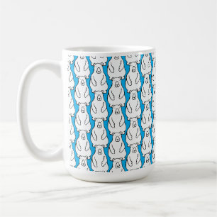 Funny Cartoon Grizzly Polar Bears Blue Coffee Mug