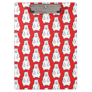 Funny Cartoon Grizzly Polar Bears Red Clipboard