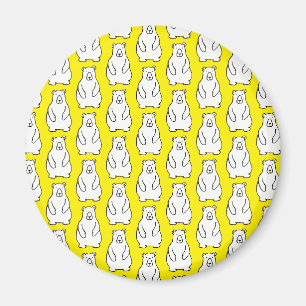 Funny Cartoon Grizzly Polar Bears Yellow Magnet