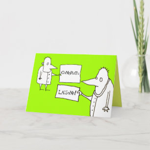 Funny Cartoon Guys with Signs Congratulations Card