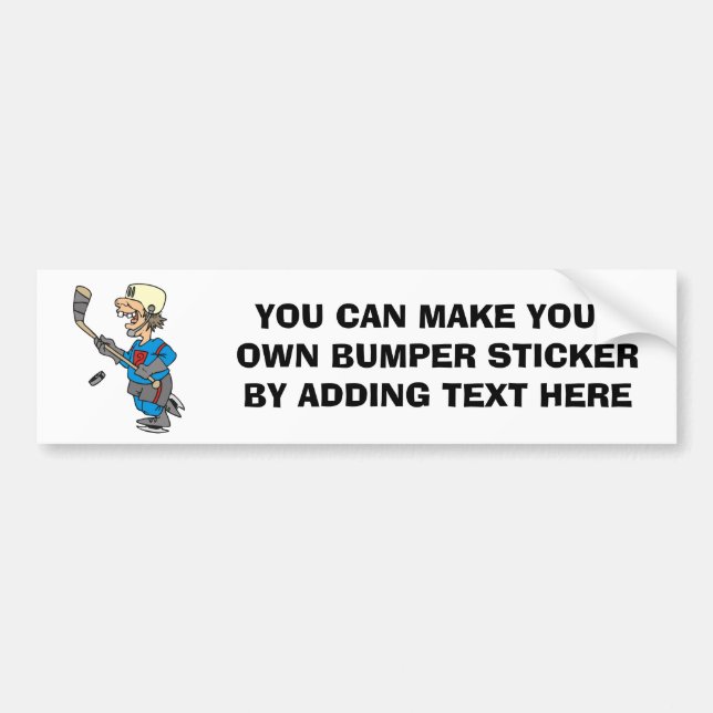 Funny Cartoon Hockey Player T-shirts and Gifts Bumper Sticker (Front)