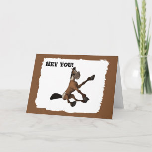 Funny Cartoon Horse Birthday Card