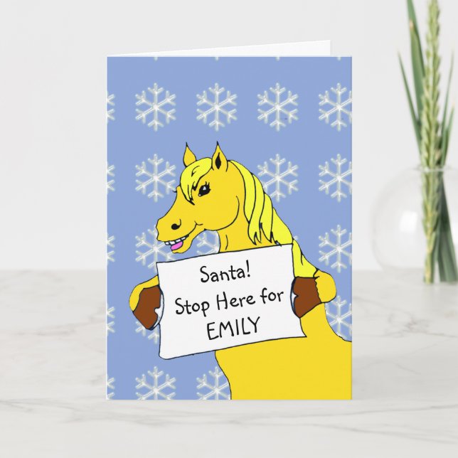 Funny Cartoon Horse Kids Christmas Card (Front)