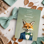 Funny Cartoon Humanoide Fox JR Groomsman Proposal<br><div class="desc">Funny Cartoon Humanoide Fox JR Groomsman Proposal Cards in Green Shades. Junior Groomsman Proposal Cards with Youthful Cartoon Fox Make your junior groomsman proposal special with our charming and humorous cards. These cards feature a youthful cartoon-style fox, dressed as a groomsman in elegant green attire with a bow tie. The...</div>