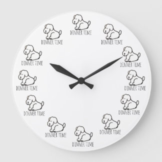 Funny Cartoon Hungry Dog Dinner Time Clock