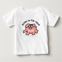 Funny Cartoon Illustration Pink Pig 2019 Baby Tee