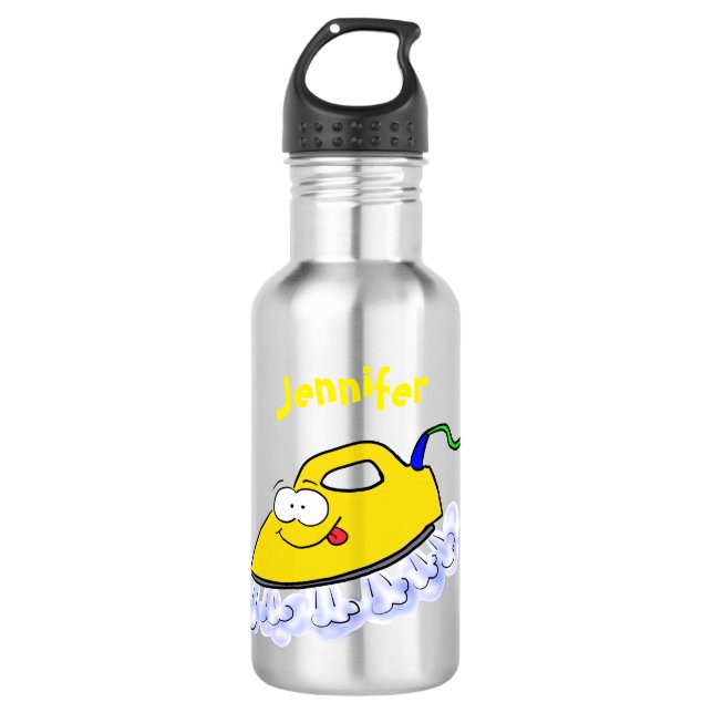 Funny cartoon iron laundry illustration 532 ml water bottle (Front)