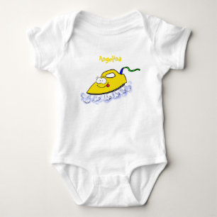 Funny cartoon iron laundry illustration baby bodysuit