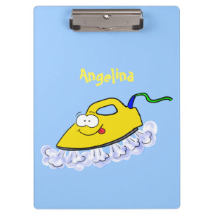 Funny cartoon iron laundry illustration clipboard