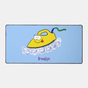 Funny cartoon iron laundry illustration desk mat