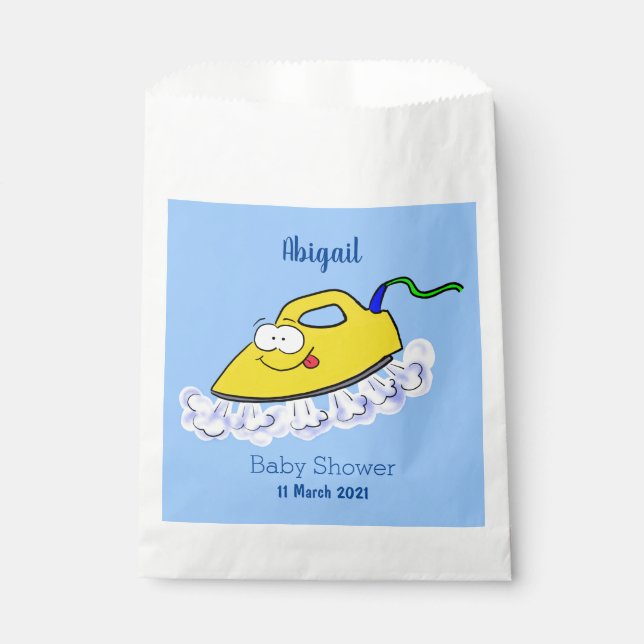 Funny cartoon iron laundry illustration favour bags (Front)