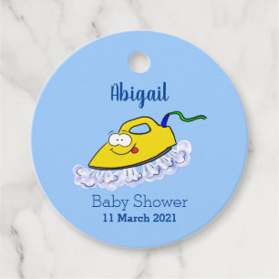 Funny cartoon iron laundry illustration favour tags