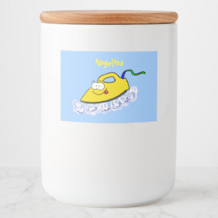 Funny cartoon iron laundry illustration food label