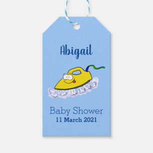 Funny cartoon iron laundry illustration gift tags