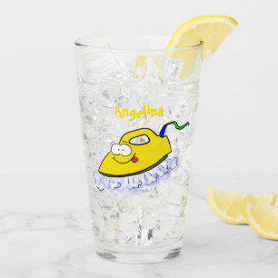 Funny cartoon iron laundry illustration glass