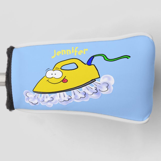 Funny cartoon iron laundry illustration golf head cover (Front)