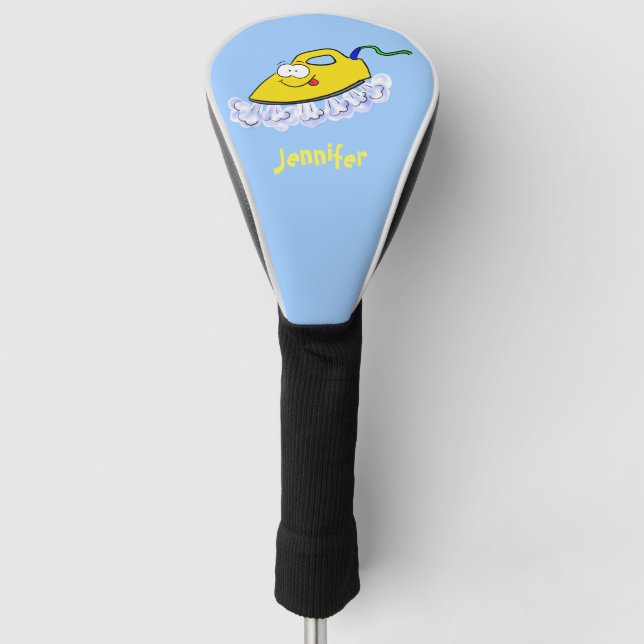 Funny cartoon iron laundry illustration golf head cover (Front)