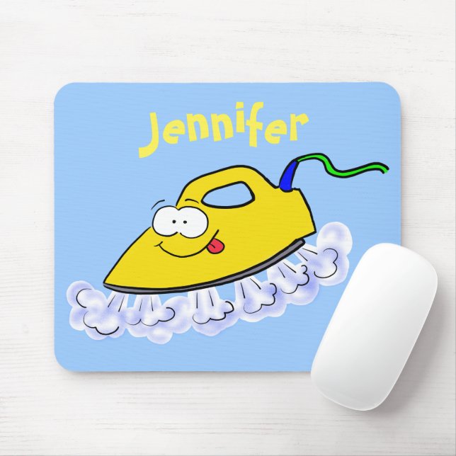 Funny cartoon iron laundry illustration mouse mat (With Mouse)