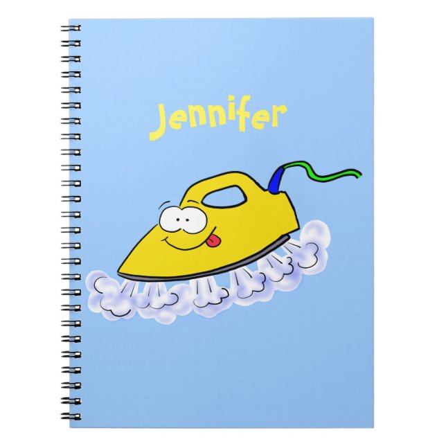 Funny cartoon iron laundry illustration notebook (Front)