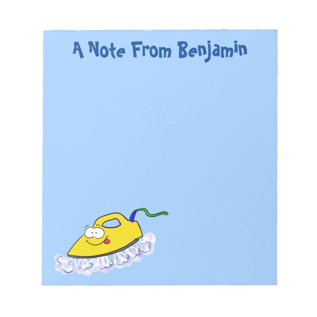 Funny cartoon iron laundry illustration notepad (Front)
