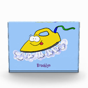 Funny cartoon iron laundry illustration photo block