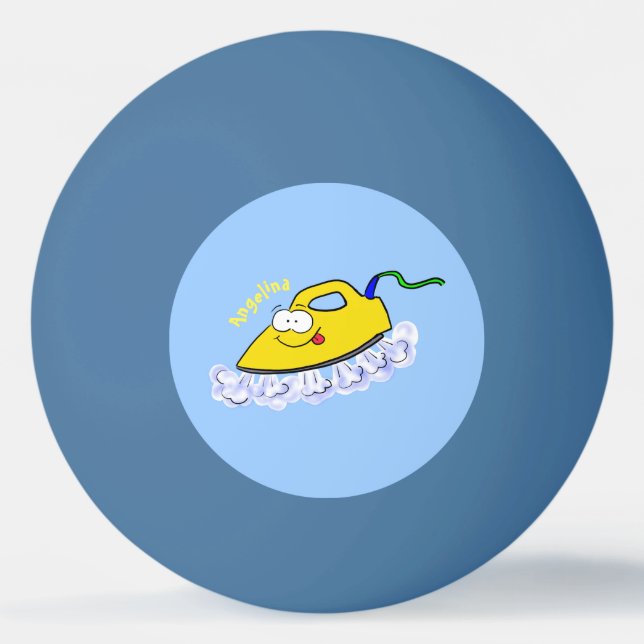 Funny cartoon iron laundry illustration ping pong ball (Front)
