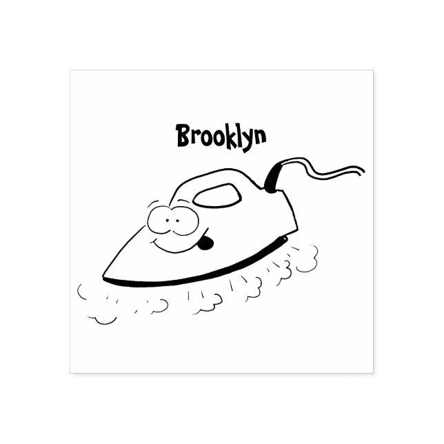Funny cartoon iron laundry illustration rubber stamp (Imprint)